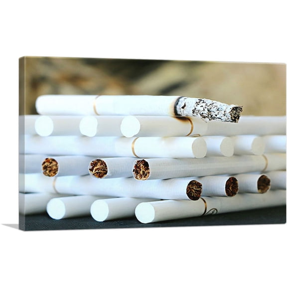 ARTCANVAS Cigarette Pattern Cigar Shop decor Canvas Art Print - Size: 60" x 40" (0.75" Deep) (3-Piece)