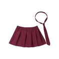 thumbnail image 3 of Eandarui Womens Plaid Pleated Mini Skater Skirt with Necktie High Waisted School Skirt Outfits Wine Red S, 3 of 6