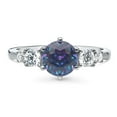 thumbnail image 2 of BERRICLE Sterling Silver Solitaire Rings Purple Aqua Round Cut Cubic Zirconia CZ Kaleidoscope Promise Ring for Women, Rhodium Plated 1.25 Carat Size 5.5, 2 of 8