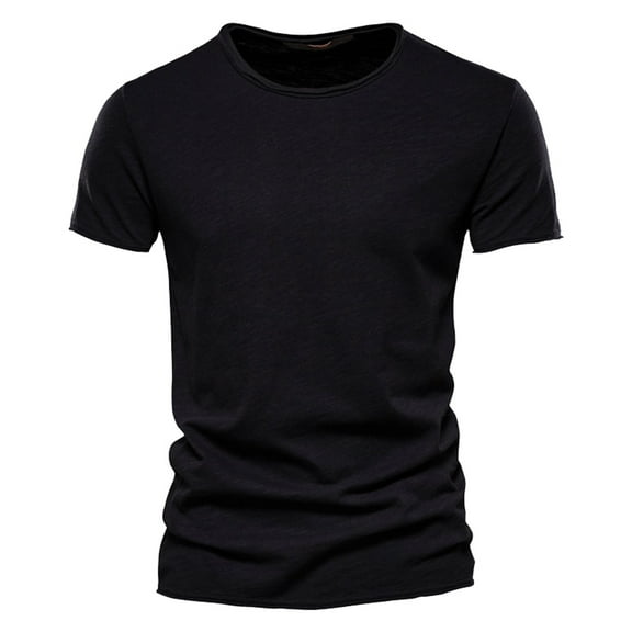Prolriy Shirts for Men, Mens Cotton Short Sleeve Color T Shirt Comfortable Top Mens Shirts Black XXL
