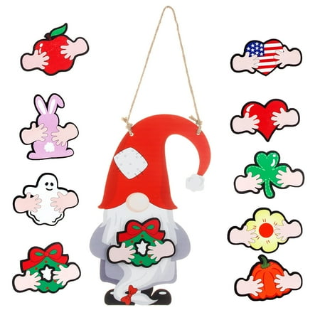

Zlekejiko DIY Creative Wooden Elderly Listing Replaceable Accessories Door Hanging Welcome House Number Holiday Wooden Pendant
