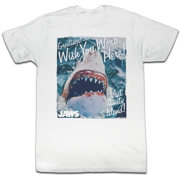 Jaws Greetings White Adult T-Shirt 5Xl
