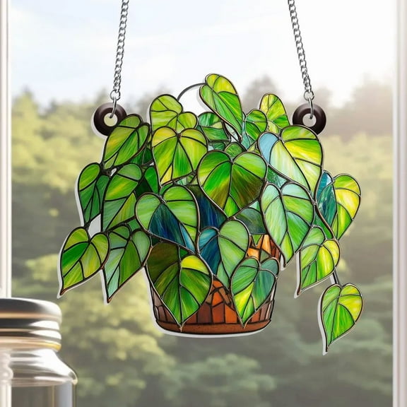 Pothos Plant Acrylic Suncatcher for Window Decor