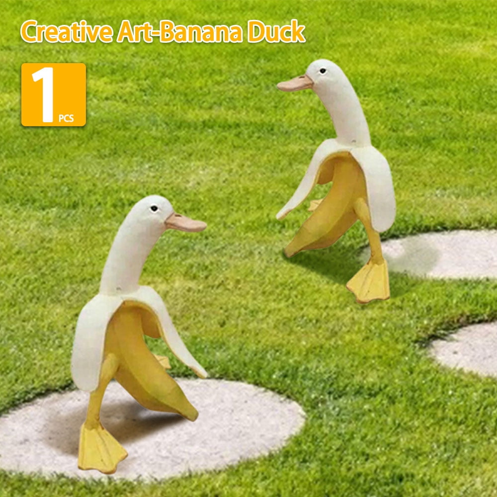 HOTBEST Banana Duck Statue Funny Cute Peeled Banana Duck Cute Decoratie
