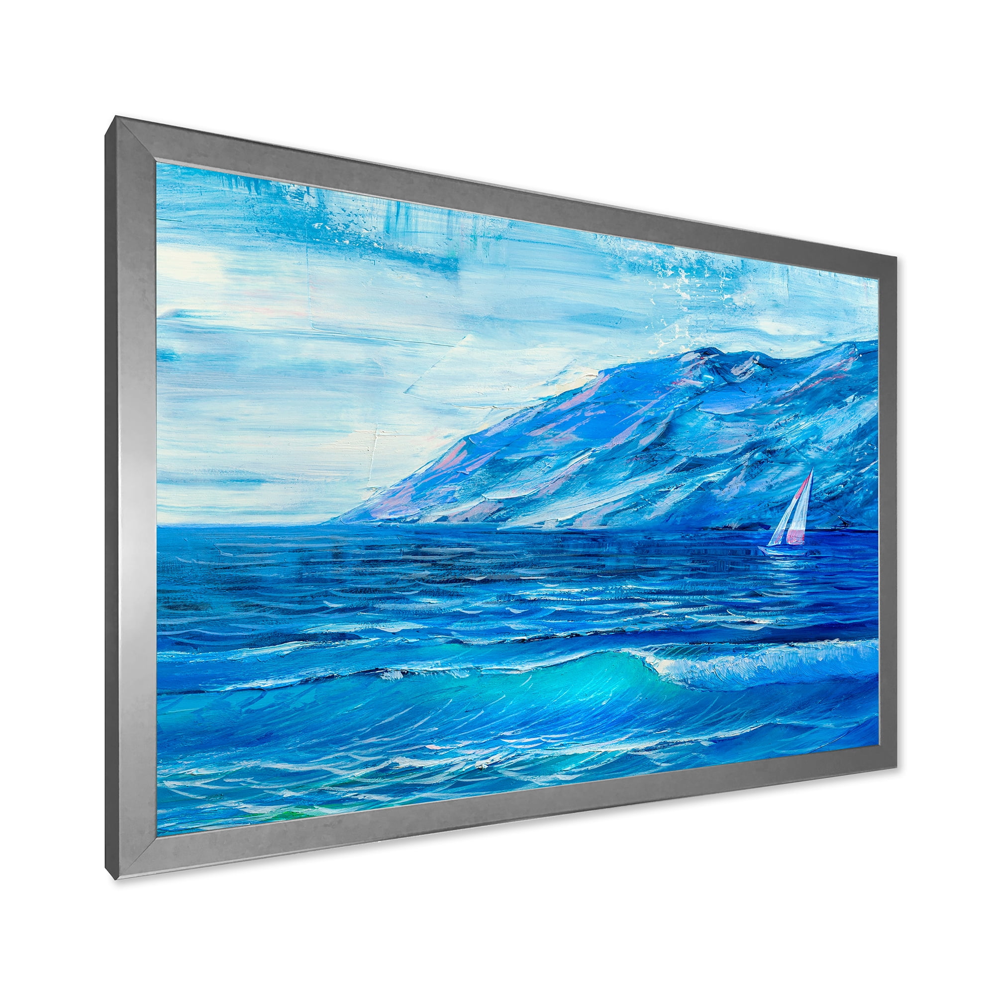 Designart 'Sunrise Glow On The Sea Waves II' Nautical & Coastal Framed Art Print