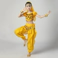 thumbnail image 4 of Kids Girls Belly Dance Halter Top Pants Costume Set Sequin Indian Dance Outfit with Head Veil Waist Chain and Bracelets, 4 of 7