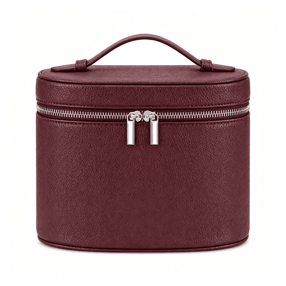 AOMRCOL Makeup Bag Vanity Case Cosmetic Bag with Removable Divider Travel Toiletry Bag for Women Portable Make Up Box Organizer, Large Makeup Bag Burgundy