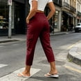 thumbnail image 6 of yillto Capris for Womens Straight Leg Pants with Pockets Fashion Cargo Outfit High Waist Dressy Pant, 6 of 7