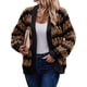 thumbnail image 2 of Suéter de Invierno de Punto Holgado con Rayas y Mangas Farol para Mujer, Moda de Otoño Marrón Negro S, 2 of 10