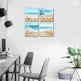 thumbnail image 6 of Beach Waves Wall Art Ocean Decor Sands Seashell Starfish Nature Pictures Blue Canvas Artwork Turquoise Wall Art for Bathroom Bedroom Living Room Office Kitchen Wall Decor 12" x 12" x 4 Pieces, 6 of 6