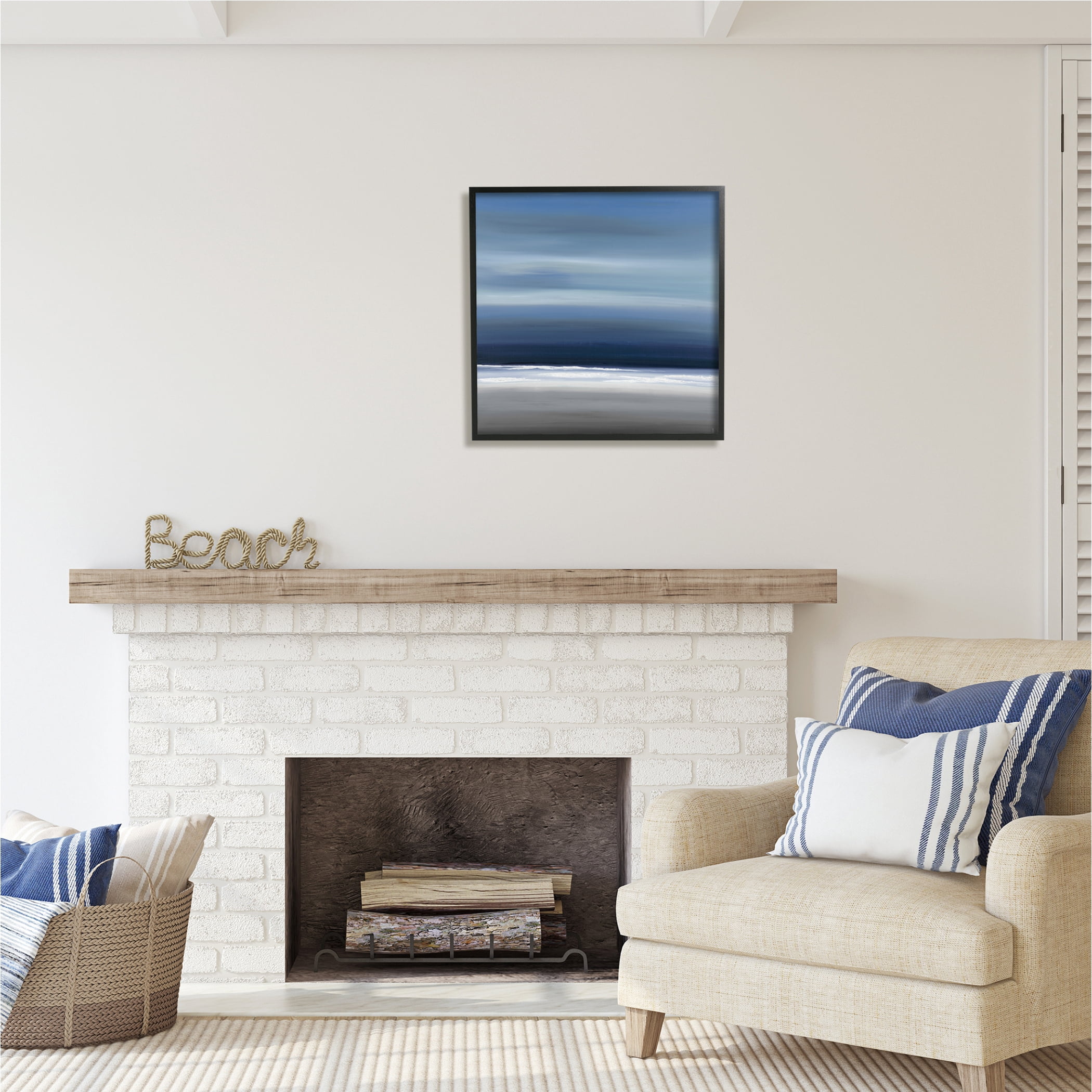 Stupell Industries Abstract Beach Gradient Abstract Painting Black Framed Art Print Wall Art, 24 x 24