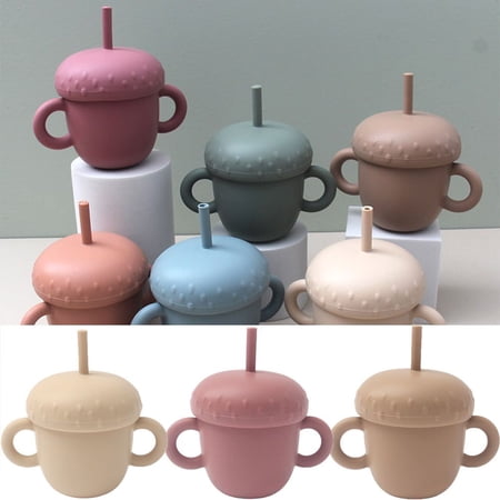 SPRING PARK Silicone Double Handle Sippy Straw Cups for Baby, Toddler and Child Feeding Baby Feeding Straw Cups for Toddlers