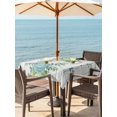thumbnail image 2 of Outdoor Tablecloth with Umbrella Hole and Zipper, Thanksgiving Fall Square Table Cloth 60x60 Inch Waterproof Tablecloth, Blue Green White Pumpkin Eucalyptus Picnic Table Cover for Patio Camping, 2 of 7