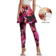 thumbnail image 4 of COEQINE Yoga Skirted Legging for Women Breathable High Waist Tennis Leggings with Skirts Ruffle Pleated Comfy Red Abstract Ink Splashing Print Golf Skort Pants with Pockets, XL, 4 of 7