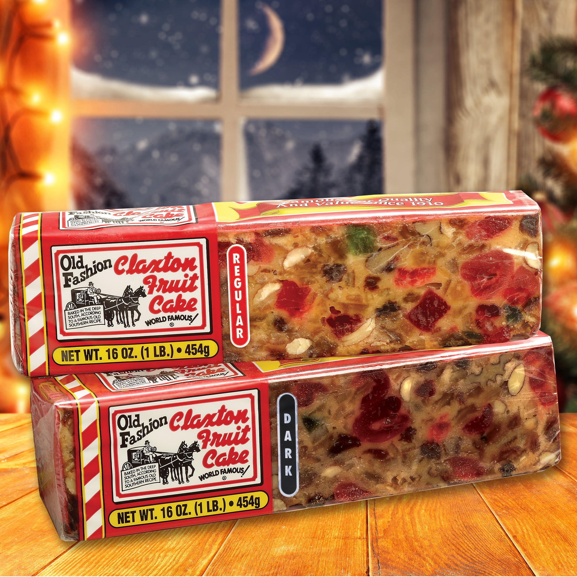 Claxton Fruit Cake RD Sampler 1 Lb. Regular and 1 Lb. Dark