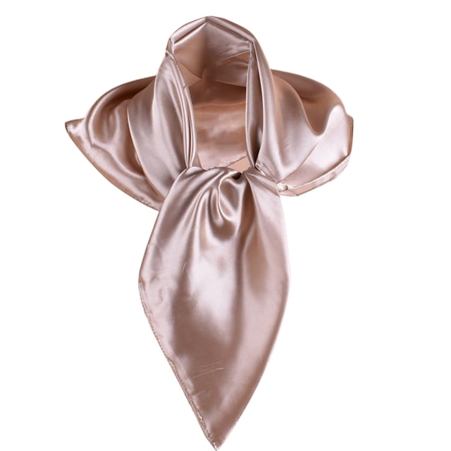 Opolski Women Headscarf Portable Popular Polyester Solid Color Satin Big Square Scarf for Daily Life
