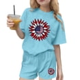 thumbnail image 2 of SGFCWSX Girls Short Sets Kids 4th of July 2 Piece Summer Soft Short Sleeve Print Elastic Waist Holiday Wear Sky Blue Size 14-15 Years, 2 of 6