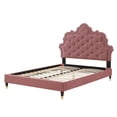 thumbnail image 3 of Tufted Platform Bed Frame, Full Size, Velvet, Pink, Modern Contemporary Urban Design, Bedroom Master Guest Suite, 3 of 10