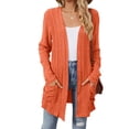 thumbnail image 4 of idosla Cardigan Sweaters for Women Lightweight Open Front Thin Long Cardigans Fall Long Sleeve Knit Sweater with Pockets (Orange, XXL), 4 of 7