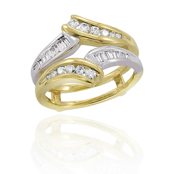 Round and Baguette Cut Diamond Ring Guard in 14K Two Tone Gold (1/2 cttw)