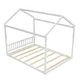 thumbnail image 6 of Queen Size Floor House Bed with Headboard and Roof, Wooden House Bed Montessori Bed Frame with Slats Support, for Kids Girls Boys Toddlers, No Box Spring Needed, White, 6 of 9