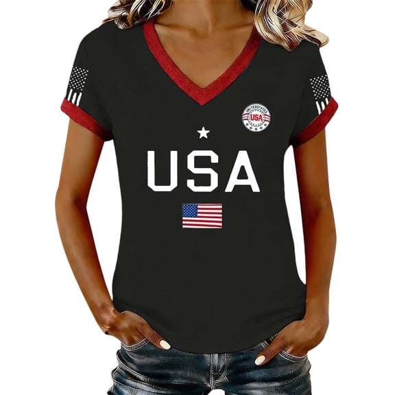 MEICHEN Women's 250Th Anniversary Print V Neck T Shirt 250Th Anniversary Tshirt Patriotic Tee