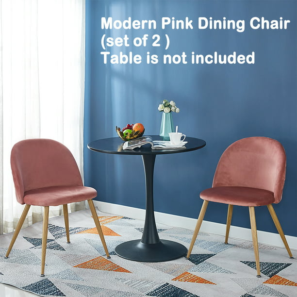 Dining Chairs For Kitchen Mid Century Modern Side Chairs Dining Room Chairs Velvet Upholstered Dining Chair With Metal Legs Set Of 2 Upgrade Velvet Accent Leisure Side Chairs Pink Q7408 Walmart Com