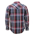 thumbnail image 2 of Men’s Western Pearl Snap Button Down Casual Long Sleeve Plaid Cowboy Shirt (#6 Red/Black, L), 2 of 3