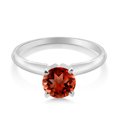thumbnail image 2 of Gem Stone King 14K White Gold Red Garnet Solitaire Engagement Ring for Women (1.20 Cttw, Gemstone January Birthstone, Round 6.5MM, Size 8), 2 of 4