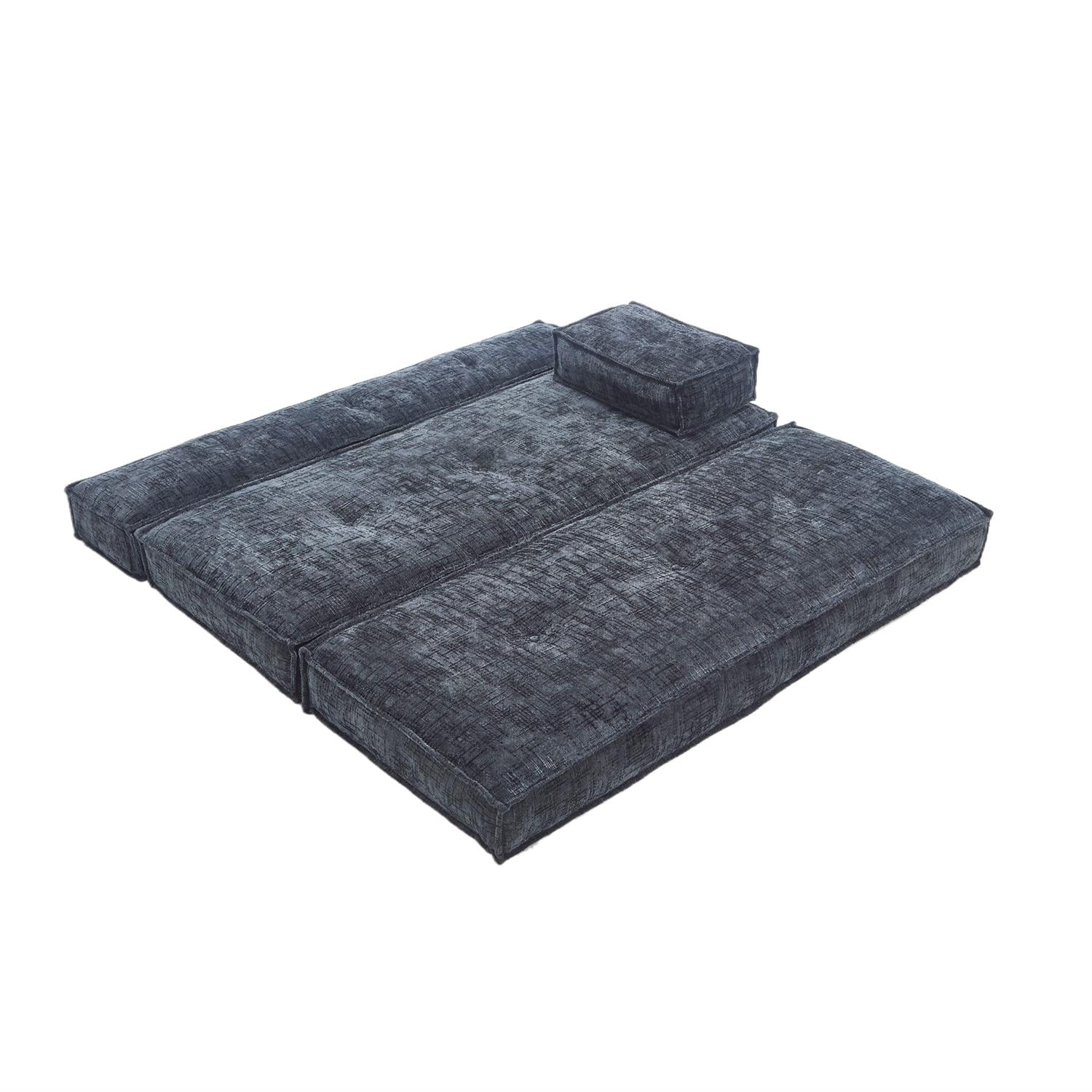 Demi Bonn 78" Versatile Chenille Sectional Sofa with Side Pocket, Modern Couch for Living Room, Customize Layout to Fit Any Space, Black