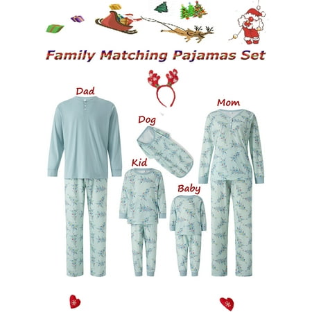

Family Christmas Pajamas Matching Set Christmas Tree Print Long Sleeve Tops + Trousers for Adults Kids Dogs Xmas Jammies Sleepwear