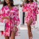 thumbnail image 3 of Vestido Vestido de fiesta en la playa para mujer, manga de murciélago, estampado floral, atuendo diario (rojo M) Ygjytge Rojo T M para Mujer, 3 of 8