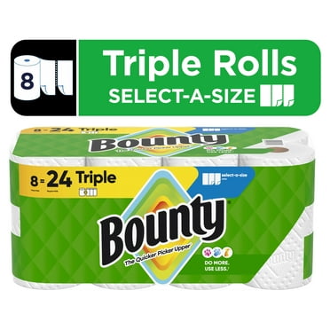 Bounty Paper Towels Select-A-Size White, 8 Triple Rolls, 123 Sheets Per Roll
