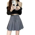 thumbnail image 5 of YM YOUMU Women Pleated Short Skirt Lace-up High Waist A-line Solid Color, 5 of 5