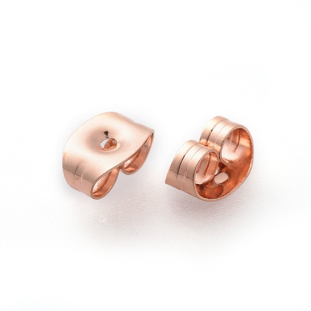 304 Stainless Steel Ear Nuts Butterfly Earring Backs for Post Earrings Rose golden 6x4.5x3mm Hole: 0.8~1mm DIY