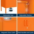 thumbnail image 5 of Wide Lockable Metal TV Stand with Accent Cabinet Locker, Heavy Duty Entertainment Center for Bedroom, Adjustable Shelves & 2 Doors, Multifunctional Storage Cabinet for Home 22"H X 35.4"W X 13.8"D, 5 of 9