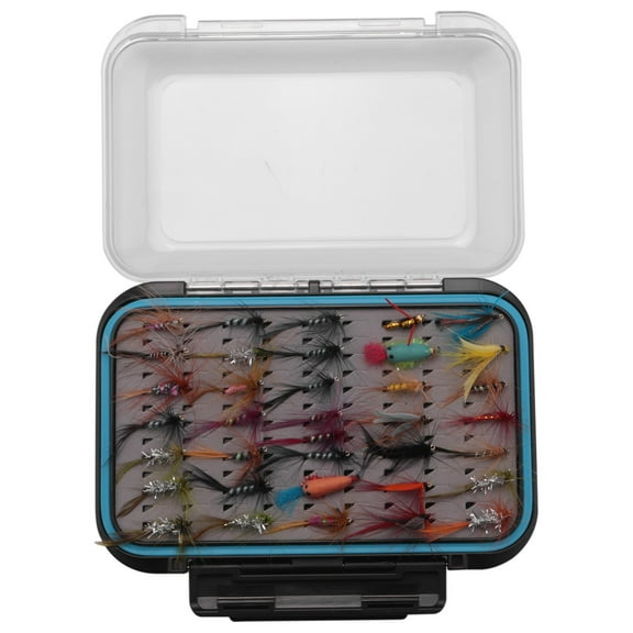 64pcs Dry Flies Bass Salmon Trouts Nymph and Streamer Fly Fishing flies Kit Waterproof Box for Trout