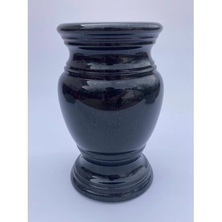 Turned Granite Vase Polished 5.5"x9" Black
