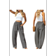 thumbnail image 3 of Pantalones de Verano para Mujer, para Vacaciones en la Playa, Cintura Alta, Pierna , Estampados, Holgados, Informales, Estilo Palazzo. Gris L, 3 of 7