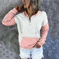 thumbnail image 2 of Sudadera Para Mujer Otoño Con Cuello en V Camisas de Manga Larga Cremallera Colorblock Sudaderas Con Capucha Túnica de Bolsillo Tops Con Cordón Odeerbi ODB183065, 2 of 6
