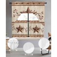 thumbnail image 2 of Farmhouse Texas Star Brown Swag Kitchen Curtains Sets for Windows 24 Inch Length, Berry Vintage Wooden Short Window Curtain Panels Swags Valances and Tiers 3 Piece Set for Cafe/Dining Room, 2 of 5
