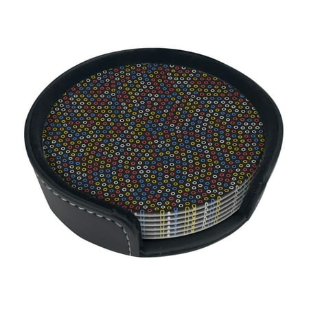 

Round Pu Leather Coaster Colorful Seamless Background Heat - Resistant Beverage Cup Mat-Fancy Decor For Kitchen Office Dining Room Table - Drink Protector 6-Slice