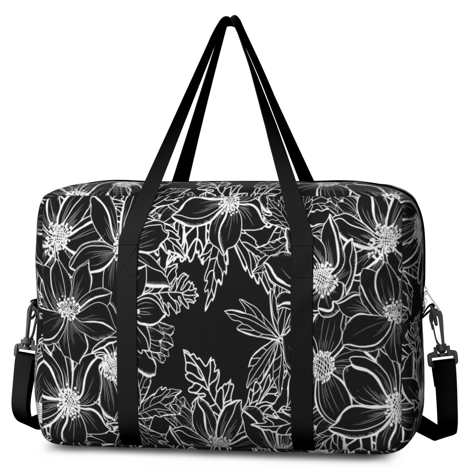 For Spirit Airlines Personal Item Bag 18x14x8 Inch, Floral Weekender Travel Bag, Foldable Travel Duffel Bag Underseat Carry on Bag with Luggage Sleeve for Women and Men 30L