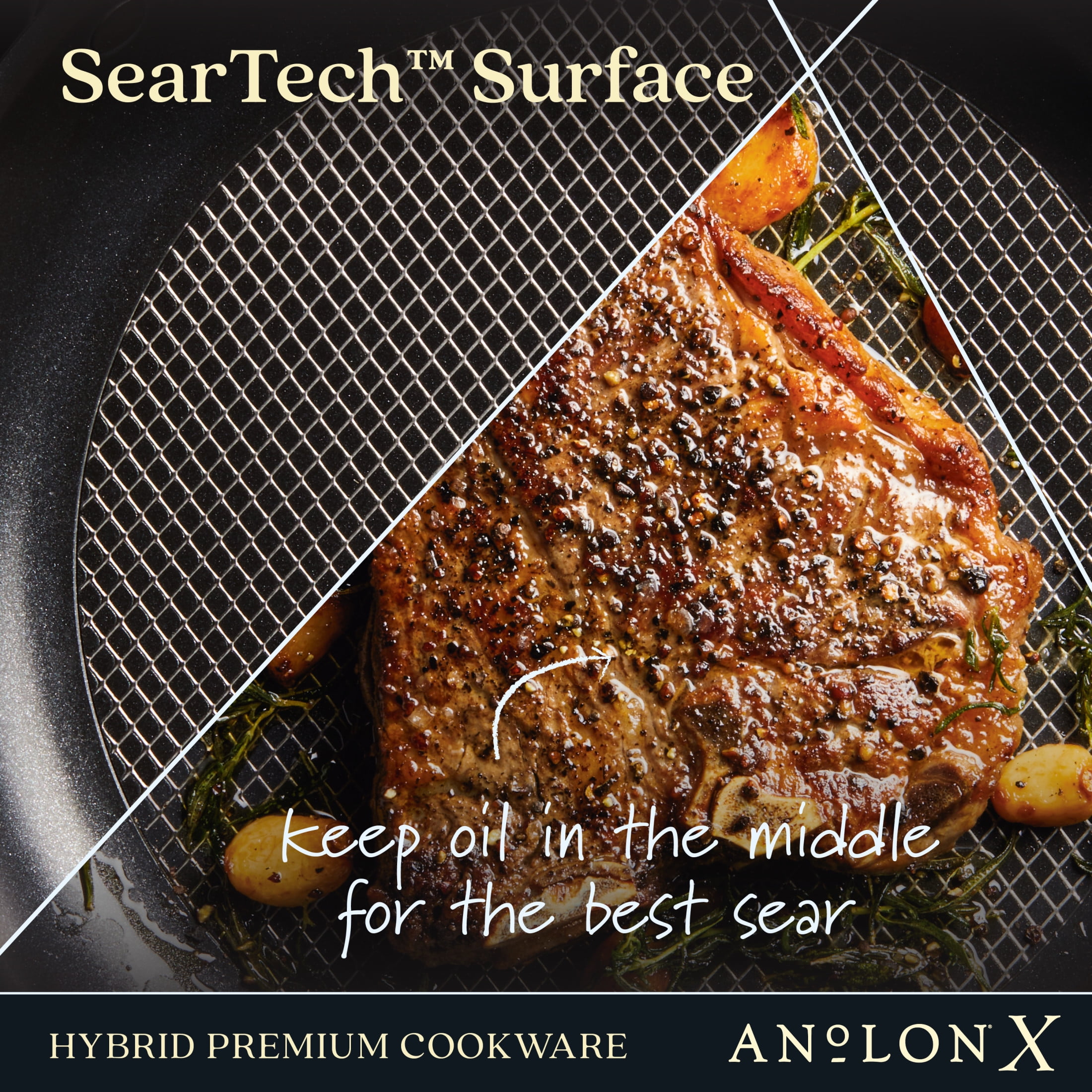 Anolon X Hybrid Nonstick Frying Pan/Skillet with Helper Handle, 12 Inch,  Dark Gray