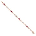 thumbnail image 3 of Gem Stone King 18K Rose Gold Plated Silver Pink Tourmaline and White Moissanite and Lab Grown Diamond Bracelet for Women | 3.91 Cttw | Gemstone October Birthstone | Oval 6X4MM | Length 7.25 inches, 3 of 7