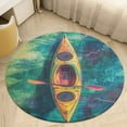 thumbnail image 4 of Colorful Kayaks Glide Across The Lake Washable Round Rug -Circle Area Rugs for Nursery Bedroom, Vintage Non Slip Non Shedding Low Pile Carpet for Living Room Coffee Table Entryway, 4 of 6