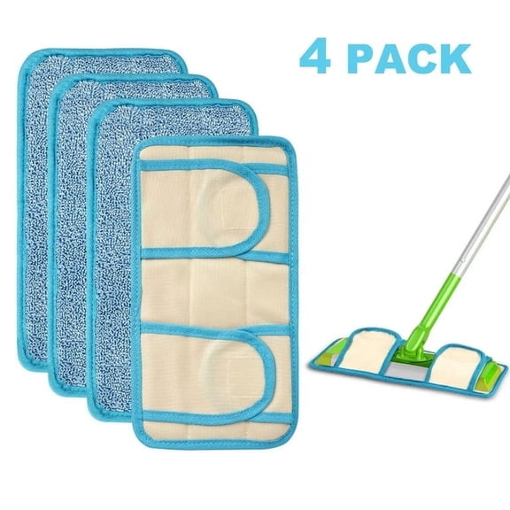 4 Pack Reusable Microfiber Mop Pads for Swwiffer Sweper Mops,Wet Pads Refills Dry Pads,Wet Mopping Cloth Refills for Hardwood Floor Cleaning