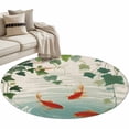 thumbnail image 6 of Japanese Carp Fish Round Rug 3ft Washable Circle Entryway Rugs Non Slip Oriental Art Vintage Leaves Vines Koi Fish Area Rug Indoor Floor Carpet for Bedroom Kitchen Living Room Home Office Dining Room, 6 of 8