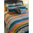 thumbnail image 5 of Lush Decor Boho Stripe Polyester Reversible Comforter, King, Turquoise/Tangerine, 7-Pc Set, 5 of 11