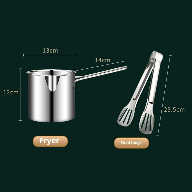 Wholesale 304 Stainless Steel Mini Deep Fryer with Integrated Filter Basket - Compact Japanese-Style Cooking Pot for Home Use, Ideal for Chicken Tenders & Snacks, Includes Food Clip, Durable &